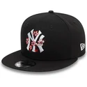 cappelli-piatta-nero-snapback-9fifty-flower-icon-dei-new-york-yankees-mlb-di-new-era
