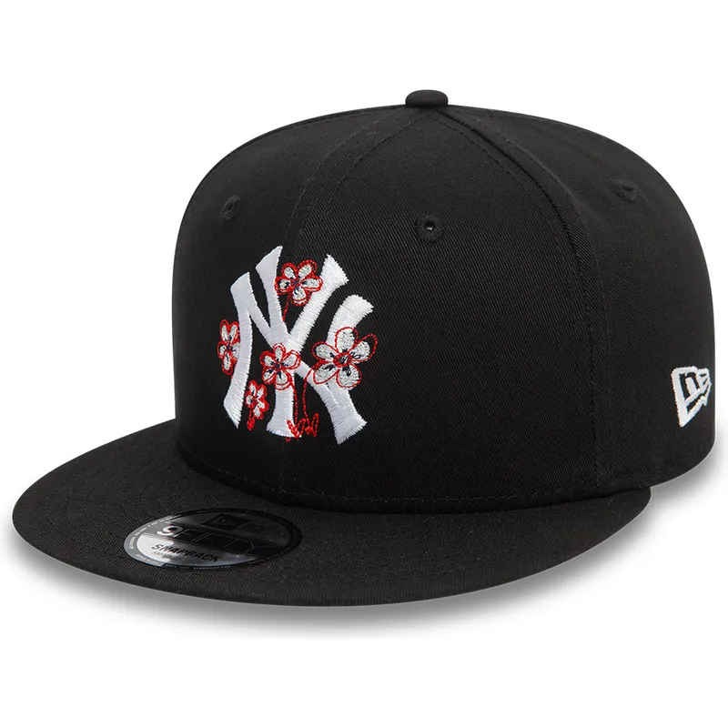 cappelli-piatta-nero-snapback-9fifty-flower-icon-dei-new-york-yankees-mlb-di-new-era