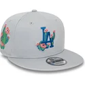 cappello-piatto-grigio-snapback-9fifty-flower-icon-dei-los-angeles-dodgers-mlb-di-new-era