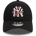 cappellino-curvo-nero-regolabile-9forty-flower-icon-dei-new-york-yankees-mlb-di-new-era