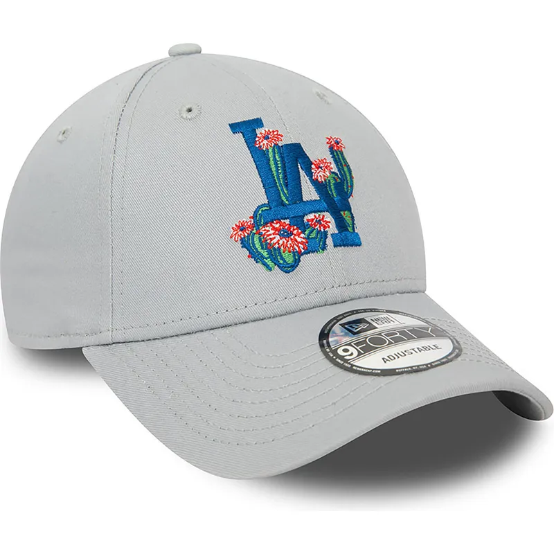 cappelli-curva-grigio-cinghia-regolabile-9forty-flower-icon-dei-los-angeles-dodgers-mlb-di-new-era