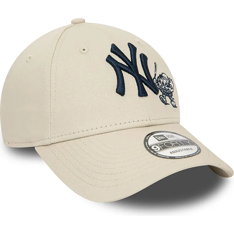 mutzen-gebogen-beige-verstellbares-band-9forty-food-character-der-new-york-yankees-mlb-von-new-era