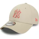 new-era-curved-brim-9forty-team-outline-new-york-yankees-mlb-beige-adjustable-cap