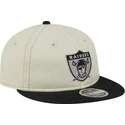 cappello-piatto-beige-e-nero-regolabile-9fifty-retro-crown-denim-degli-oakland-raiders-nfl-di-new-era