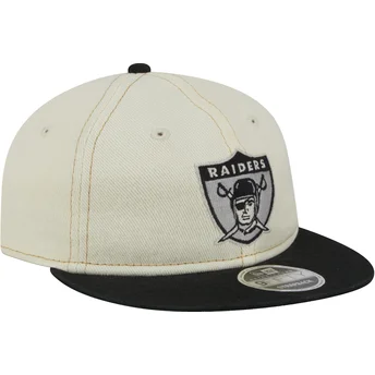 Gorra plana beige y negra ajustable 9FIFTY Retro Crown Denim de Oakland Raiders NFL de New Era