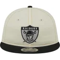 cappello-piatto-beige-e-nero-regolabile-9fifty-retro-crown-denim-degli-oakland-raiders-nfl-di-new-era