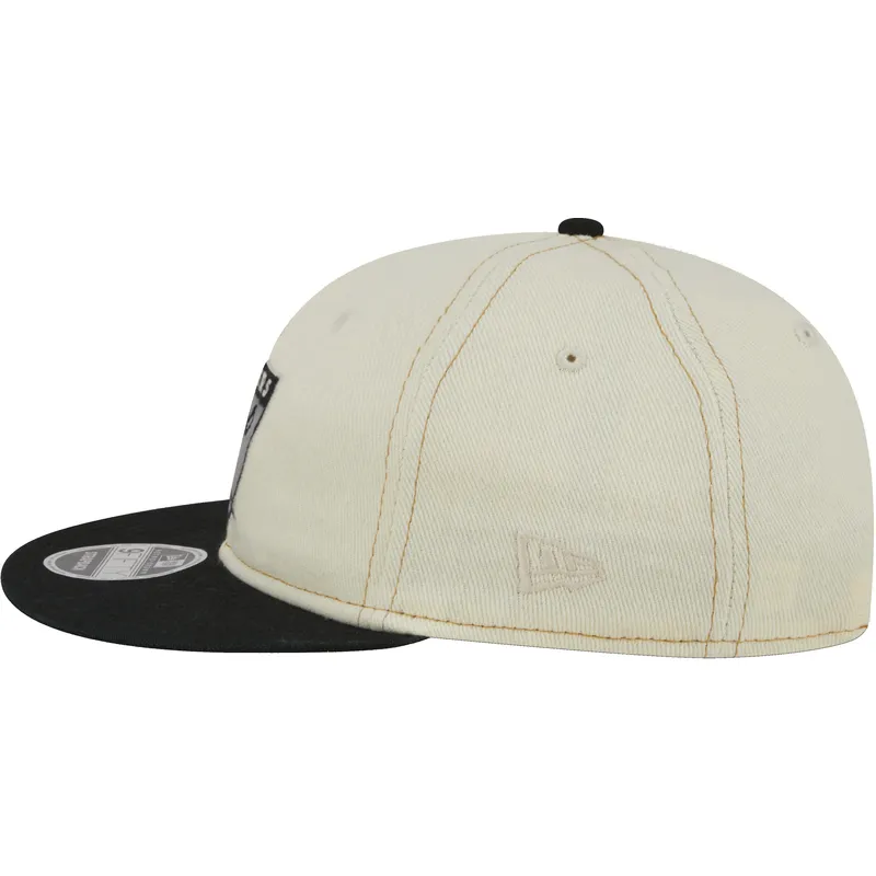 cappello-piatto-beige-e-nero-regolabile-9fifty-retro-crown-denim-di-oakland-raiders-nfl-di-new-era