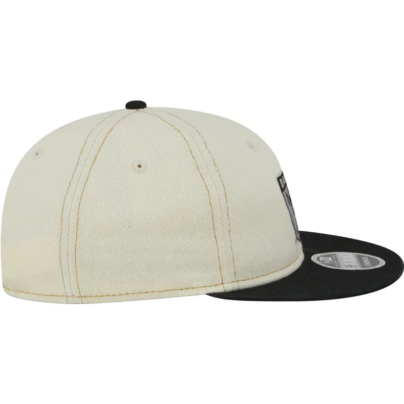 cappello-piatto-beige-e-nero-regolabile-9fifty-retro-crown-denim-di-oakland-raiders-nfl-di-new-era
