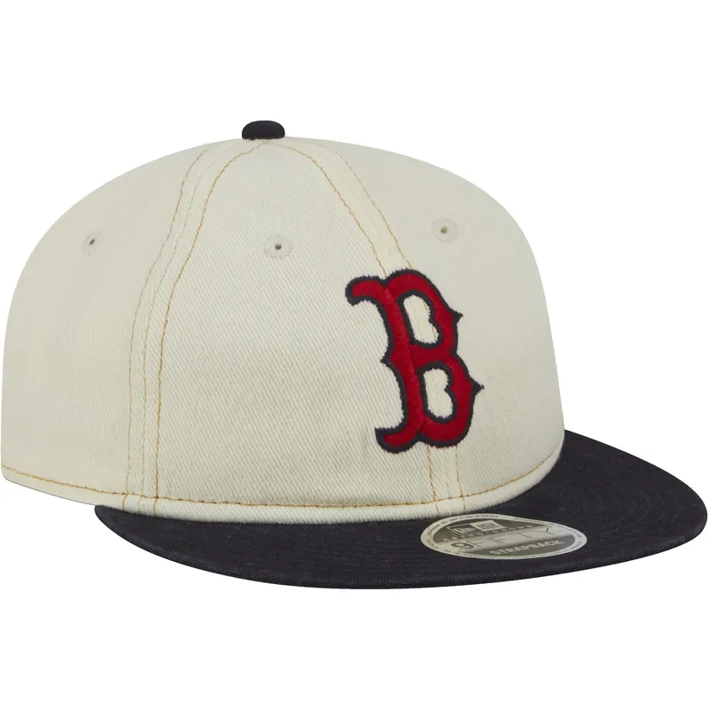 cappello-piatto-beige-e-blu-marino-9fifty-retro-crown-denim-di-boston-red-sox-mlb-di-new-era