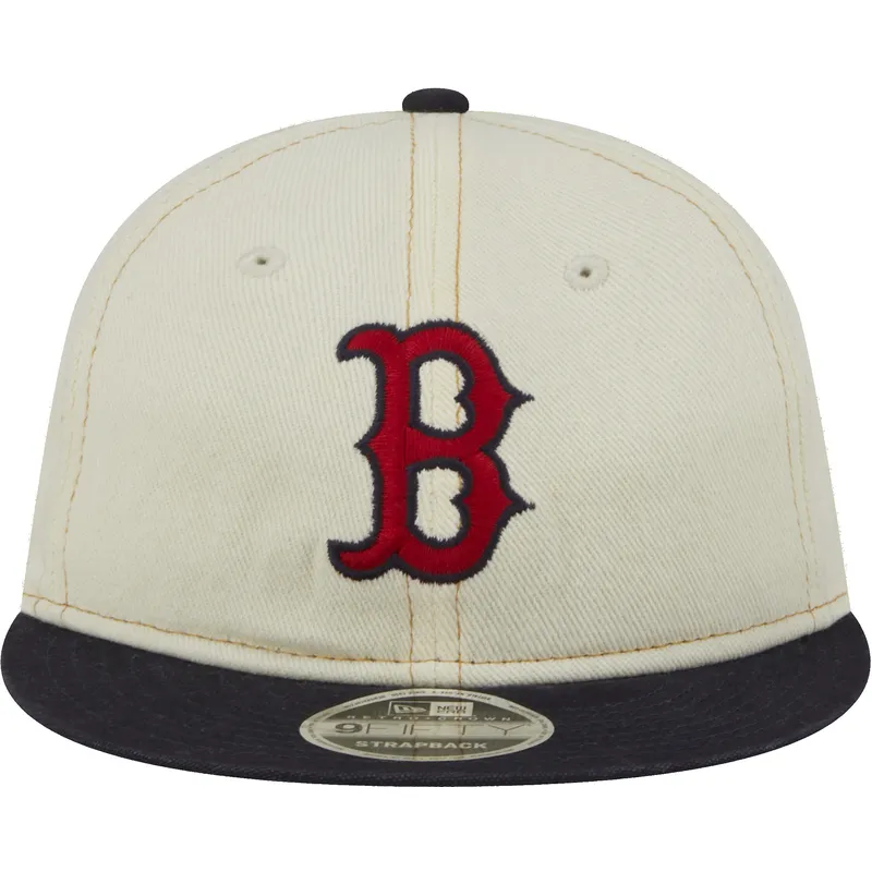 cappello-piatto-beige-e-blu-marino-9fifty-retro-crown-denim-di-boston-red-sox-mlb-di-new-era