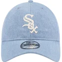 verstellbare-blaue-gebogene-kappe-9twenty-washed-denim-der-chicago-white-sox-mlb-von-new-era