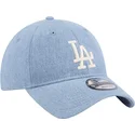 mutzen-gebogen-blau-verstellbares-band-9twenty-washed-denim-der-los-angeles-dodgers-mlb-von-new-era