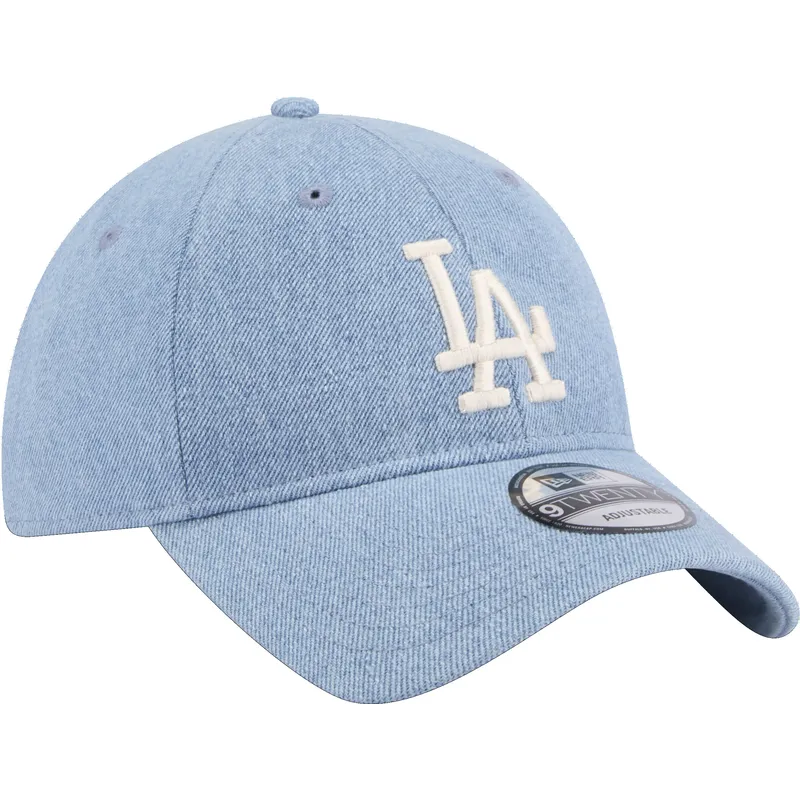 cappelli-curva-blu-cinghia-regolabile-9twenty-washed-denim-dei-los-angeles-dodgers-mlb-di-new-era