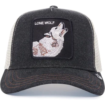 Trucker kasket sort og hvid ulv The Lone Wolf The Farm fra Goorin Bros.