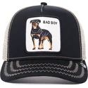 trucker-cap-schwarz-und-weiss-hund-rottweiler-bad-boy-the-baddest-boy-the-farm-von-goorin-bros