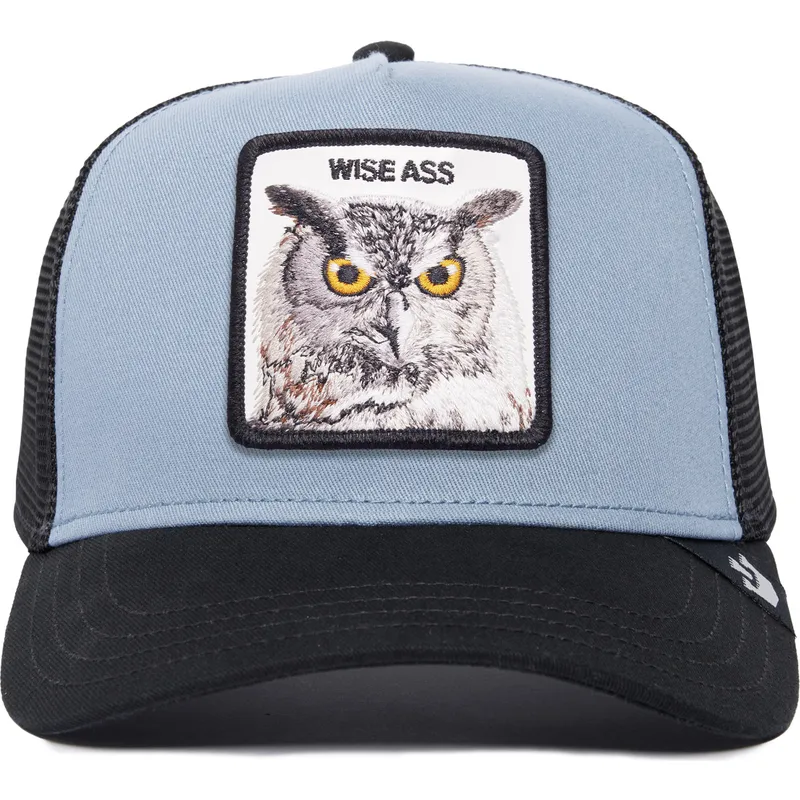 gorra-trucker-azul-y-negra-buho-wise-ass-owl-the-farm-premium-de-goorin-bros