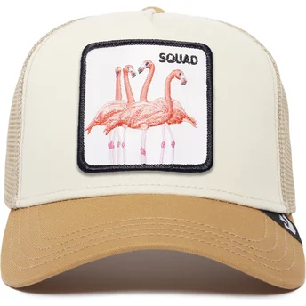 cappellino-trucker-beige-e-marrone-fenicottero-squad-the-farm-premium-di-goorin-bros