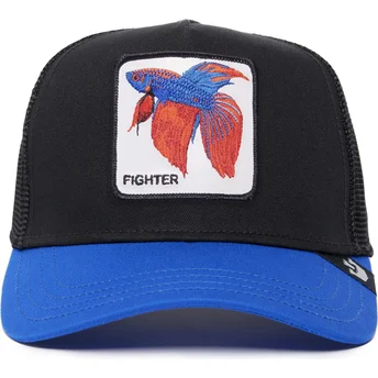 Cappellino trucker nero e blu pesce combattente del Siam Fighter The Farm Premium di Goorin Bros.