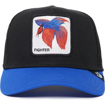 Casquette trucker noire et bleue poisson combattant siamois Fighter The Farm Premium Goorin Bros.