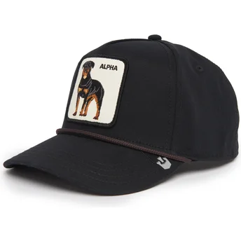 Casquette courbée noire snapback chien rottweiler Alpha Dog 100 The Farm All Over Canvas Goorin Bros.