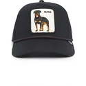 cappellino-curvo-nero-snapback-cane-rottweiler-alpha-dog-100-the-farm-all-over-canvas-di-goorin-bros