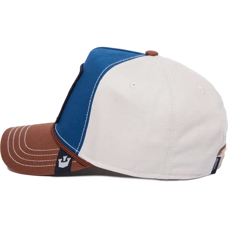 cappellino-visiera-curva-blu-bianco-e-marrone-snapback-cane-bulldog-tough-bully-100-the-farm-all-over-canvas-di-goorin-bros