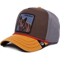 goorin-bros-lone-wolf-100-the-farm-all-over-canvas-snapback-cap-mit-gebogenem-schirm-in-braun-grau-und-orange