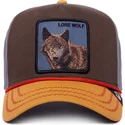 goorin-bros-lone-wolf-100-the-farm-all-over-canvas-snapback-cap-mit-gebogenem-schirm-in-braun-grau-und-orange
