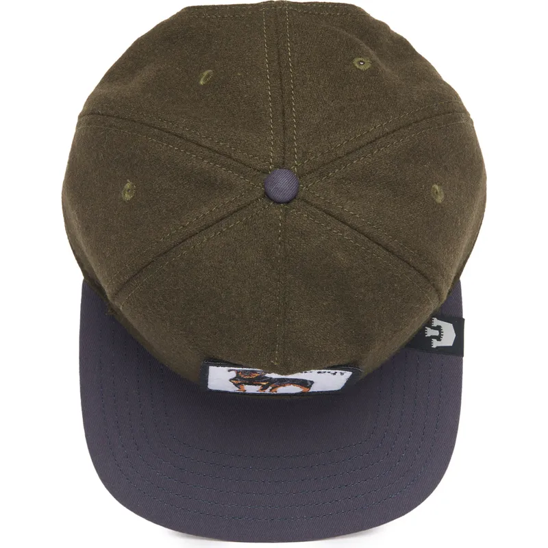 gron-og-bla-flat-cap-snapback-rottweiler-hund-bad-boy-top-dog-the-farm-flats-fra-goorin-bros