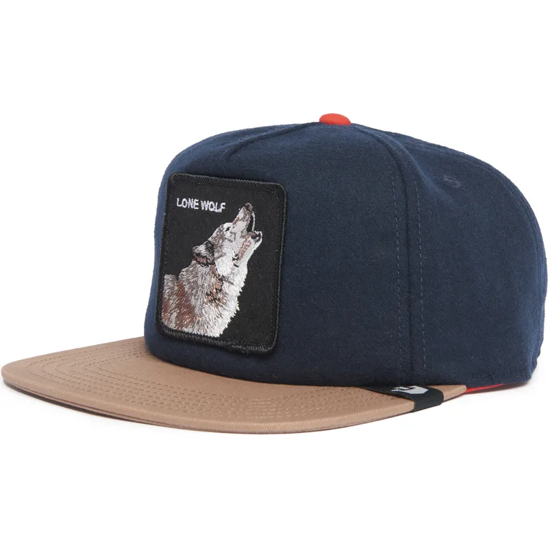 goorin-bros-lone-wolf-one-pack-the-farm-flats-marinebla-og-brun-snapback-flad-kasket