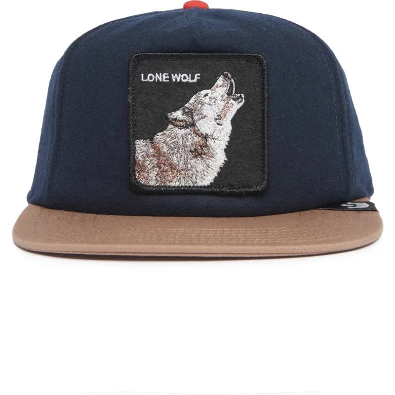 goorin-bros-lone-wolf-one-pack-the-farm-flats-marinebla-og-brun-snapback-flad-kasket