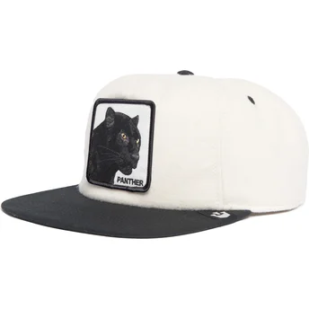 Schwarz-weiße Snapback-Kappe Panther Black Panther Stealth Explorer The Farm Flats von Goorin Bros.