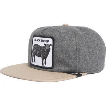 Gorra plana gris y marrón snapback oveja Black Sheep Flock Mountain The Farm Flats de Goorin Bros.