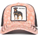 rosa-och-svart-truckerkeps-rottweilerhund-bad-boy-lovesexy-the-farm-paisley-fran-goorin-bros