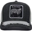 trucker-cap-schwarz-und-grau-schaf-silky-sheep-the-farm-silky-roots-von-goorin-bros