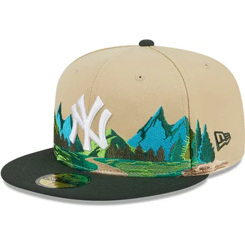 cappelli-piatta-marrone-regolato-59fifty-team-landscape-dei-new-york-yankees-mlb-di-new-era