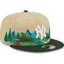 cappello-piatto-marrone-e-verde-regolabile-59fifty-team-landscape-dei-new-york-yankees-mlb-di-new-era