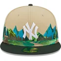 casquette-plate-marron-et-verte-ajustee-5950-team-landscape-new-york-yankees-mlb-new-era