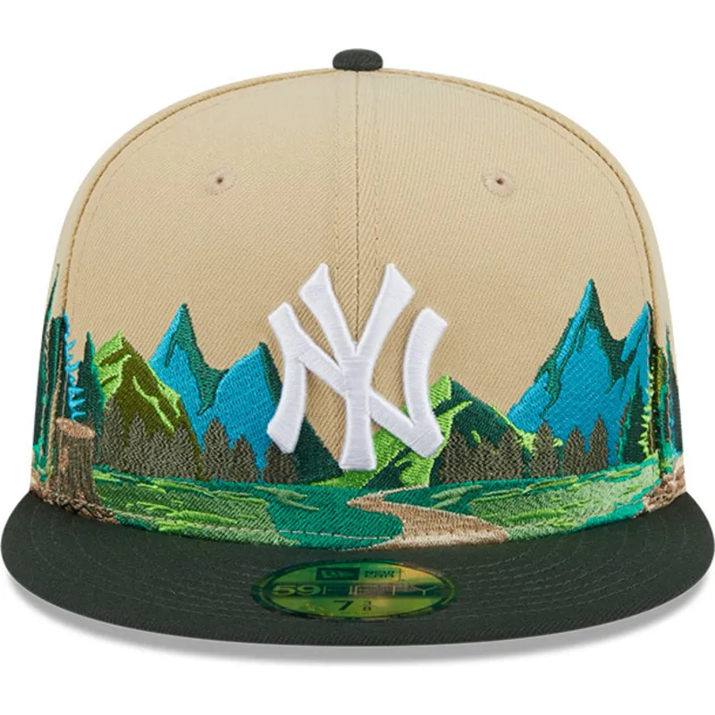 cappello-a-visiera-piatta-marrone-e-verde-chiuso-59fifty-team-landscape-dei-new-york-yankees-mlb-di-new-era