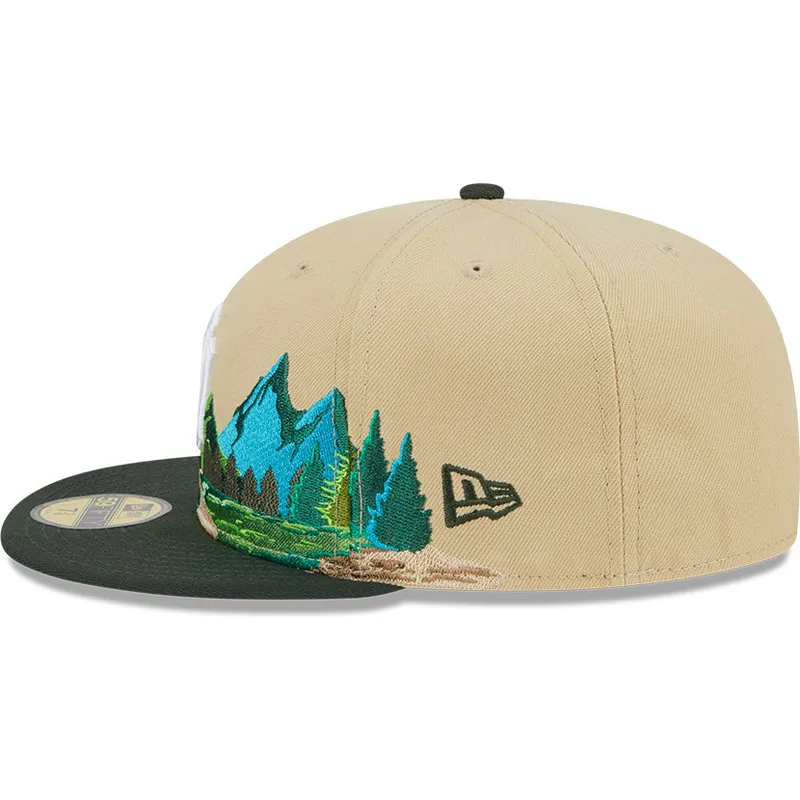 cappello-a-visiera-piatta-marrone-e-verde-chiuso-59fifty-team-landscape-dei-new-york-yankees-mlb-di-new-era