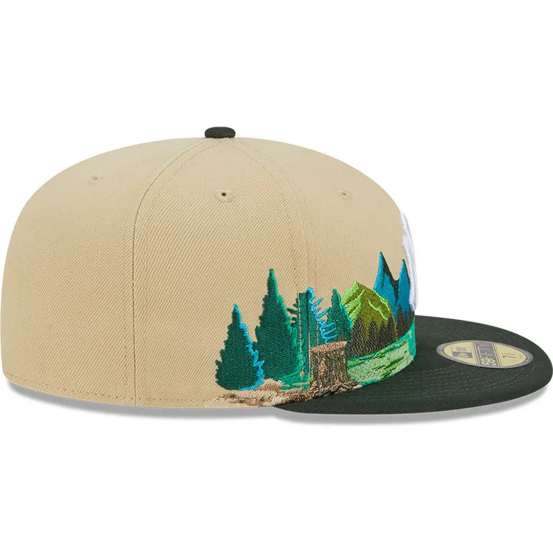 cappello-a-visiera-piatta-marrone-e-verde-chiuso-59fifty-team-landscape-dei-new-york-yankees-mlb-di-new-era