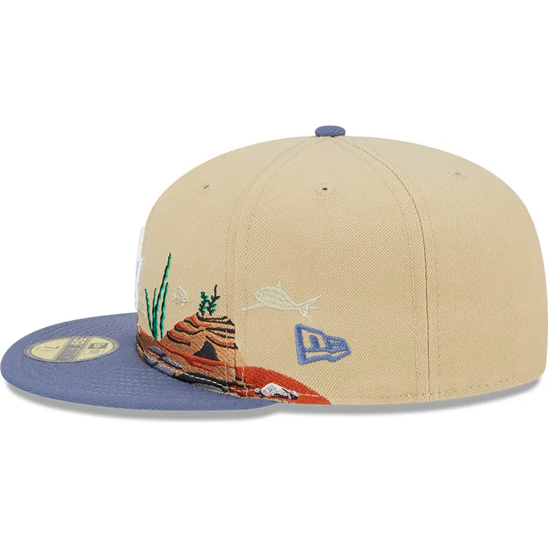 cappello-piatto-marrone-e-blu-chiuso-59fifty-team-landscape-dei-los-angeles-dodgers-mlb-di-new-era