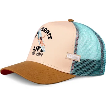Cappellino trucker beige, blu e marrone Celebrate Naked HFT di Coastal