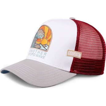 Gorra trucker blanca, roja y gris Stupid Wave HFT de Coastal