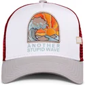 hvid-rod-og-gra-trucker-kasket-stupid-wave-hft-fra-coastal