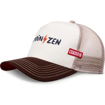 Czapka trucker biała i brązowa brązowa Moinzen HFT od Coastal