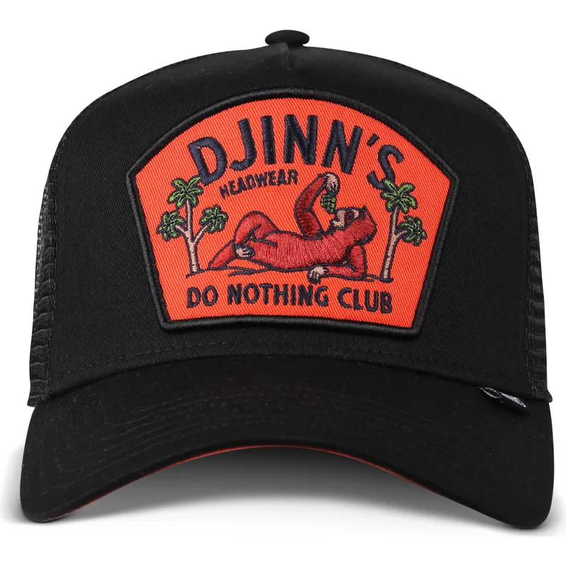 schwarze-und-orangefarbene-trucker-kappe-do-nothing-club-hft-dnc-sloth-von-djinns