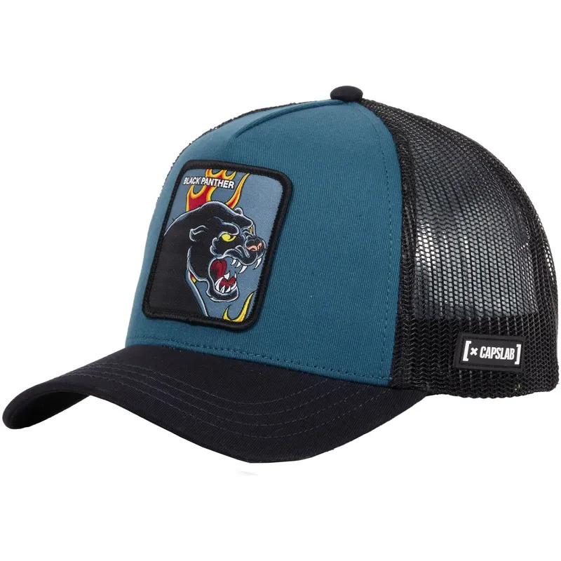 cappellino-trucker-blu-marino-pantera-black-panther-pan-beasts-di-capslab