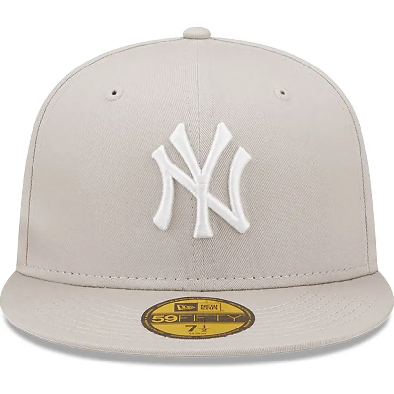 flad-beige-fitted-kasket-59fifty-league-essential-fra-new-york-yankees-mlb-af-new-era