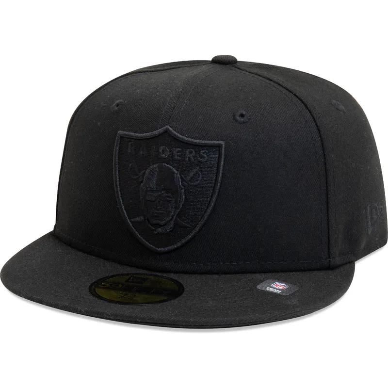 schwarze-eng-anliegende-flat-brim-cap-mit-schwarzem-logo-59fifty-essential-der-las-vegas-raiders-nfl-von-new-era